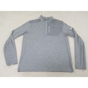 Tek Gear Shirt Mens Medium Gray 1/4 Zip Pullover Polyester‎ Spandex Athletic